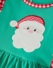 Load image into Gallery viewer, Christmas Cute Santa Applique Red Plaid Bow Girls Dress-Ships 10/20
