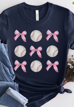 Load image into Gallery viewer, Game Day Baseball Pink Bows Graphic Tee
