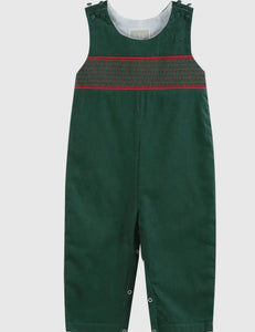 Preorder ETA 7/15-9/15-Green Christmas Smocked Overalls - Image #1