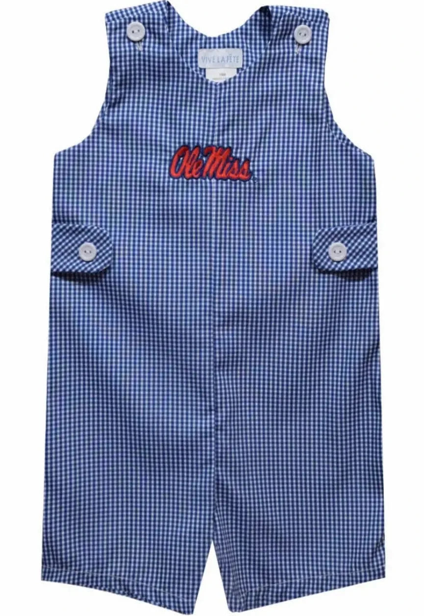 Ole Miss Rebels Embroidered Navy Gingham Boys - Abbies Place