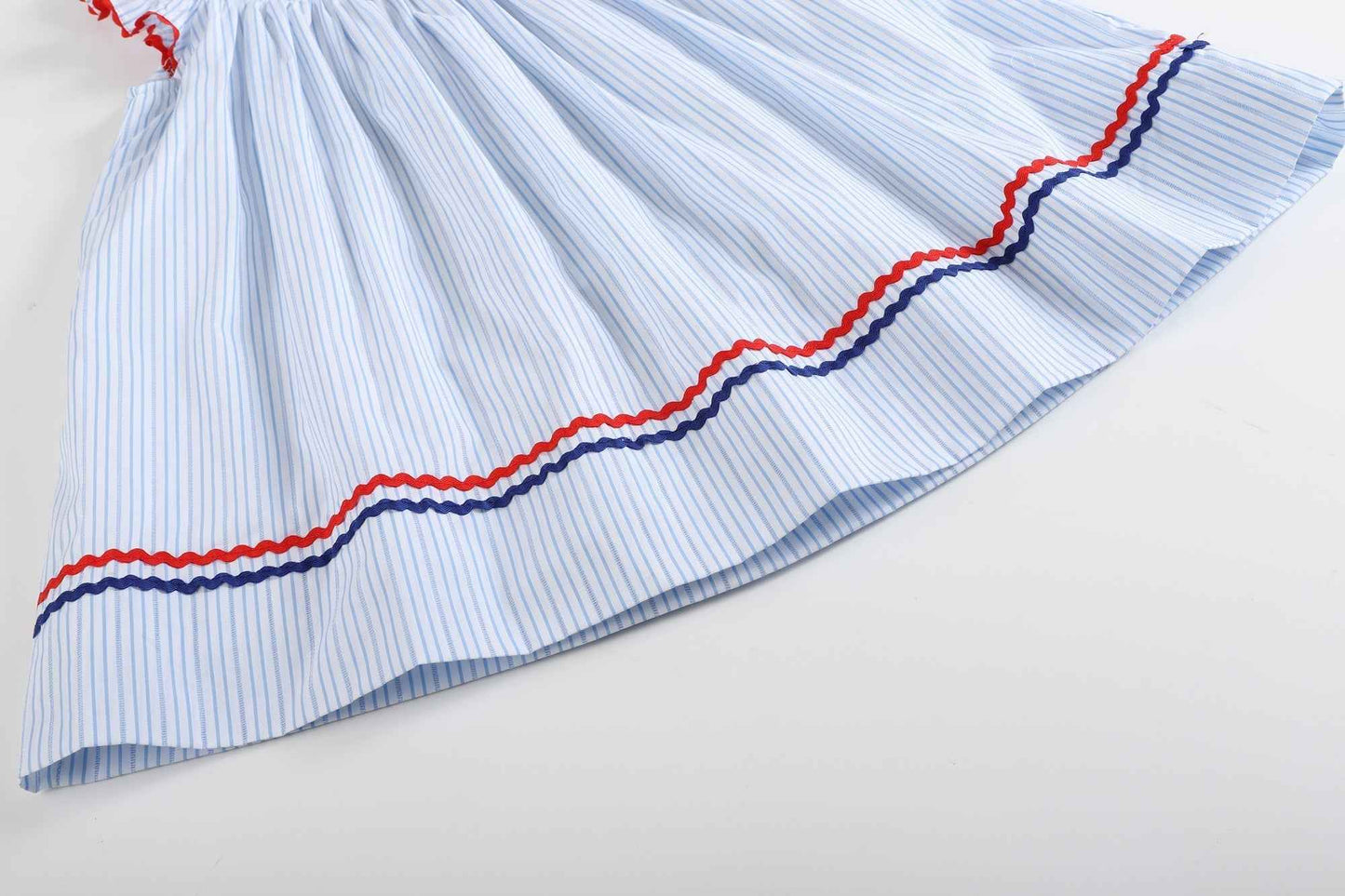 4th of July Blue Striped Stars Smocked Bishop Dress - Abbies Place