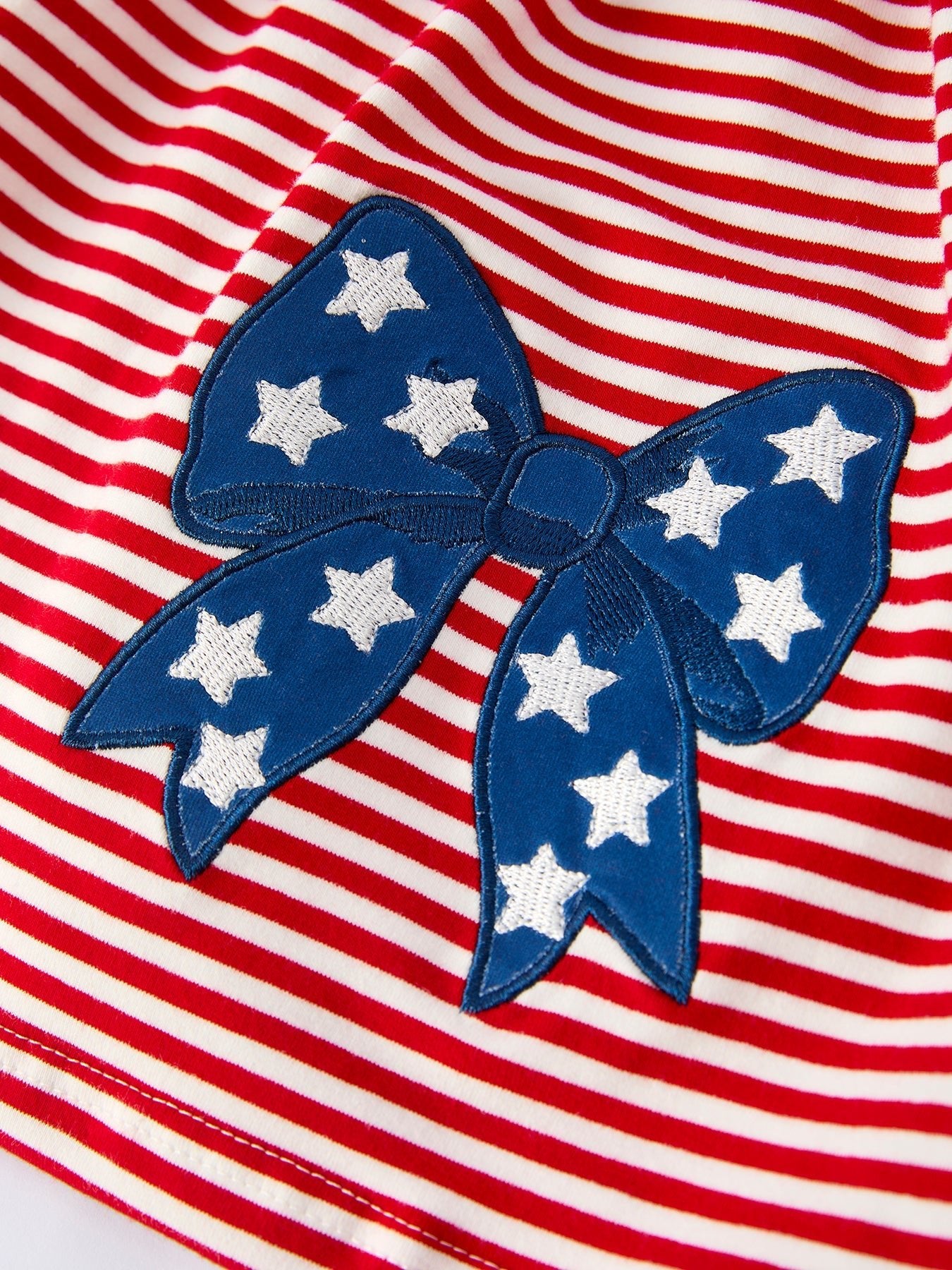 4th of july Bow Applique Striped Dress - Abbies Place
