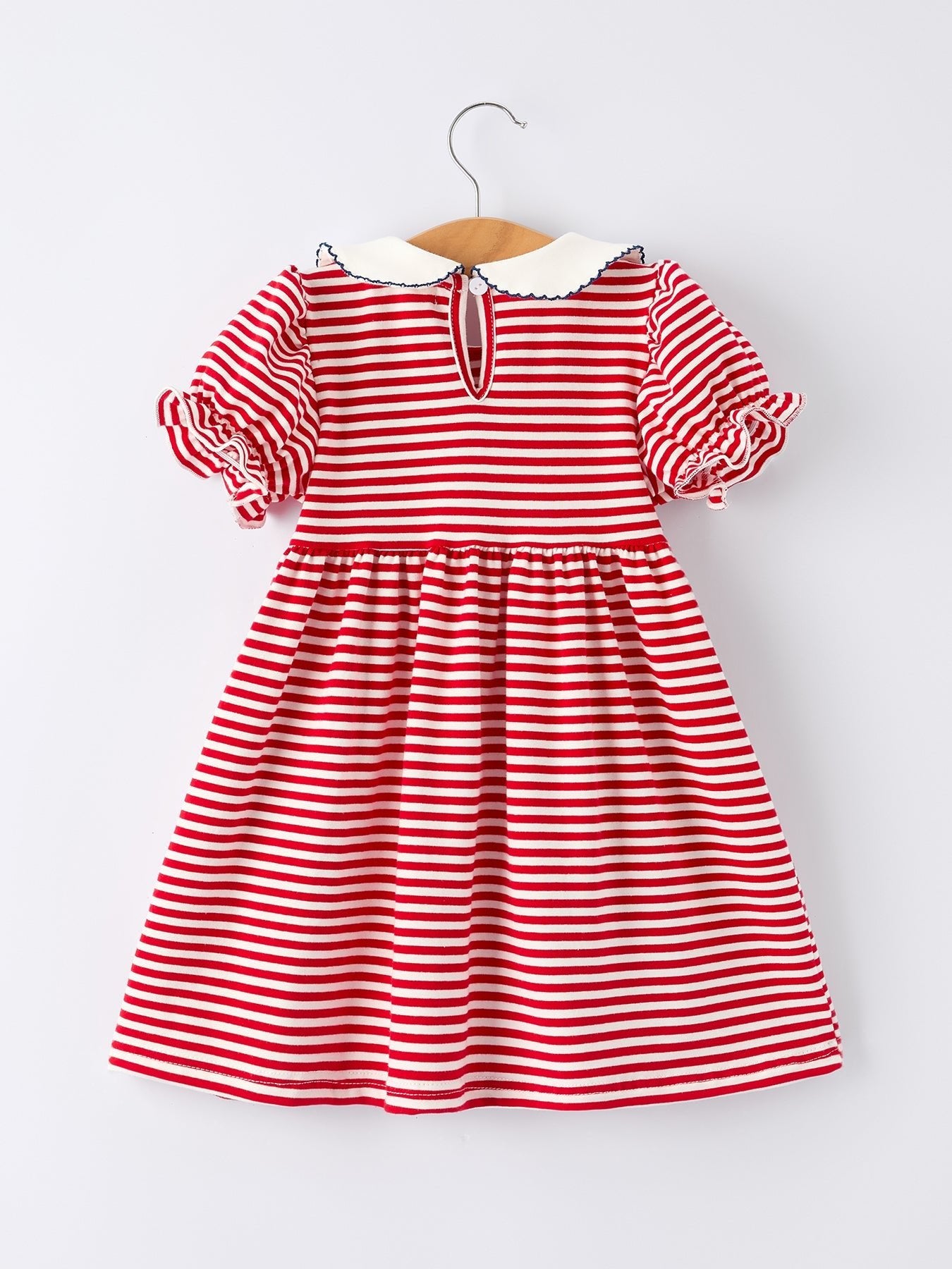 4th of july Bow Applique Striped Dress - Abbies Place