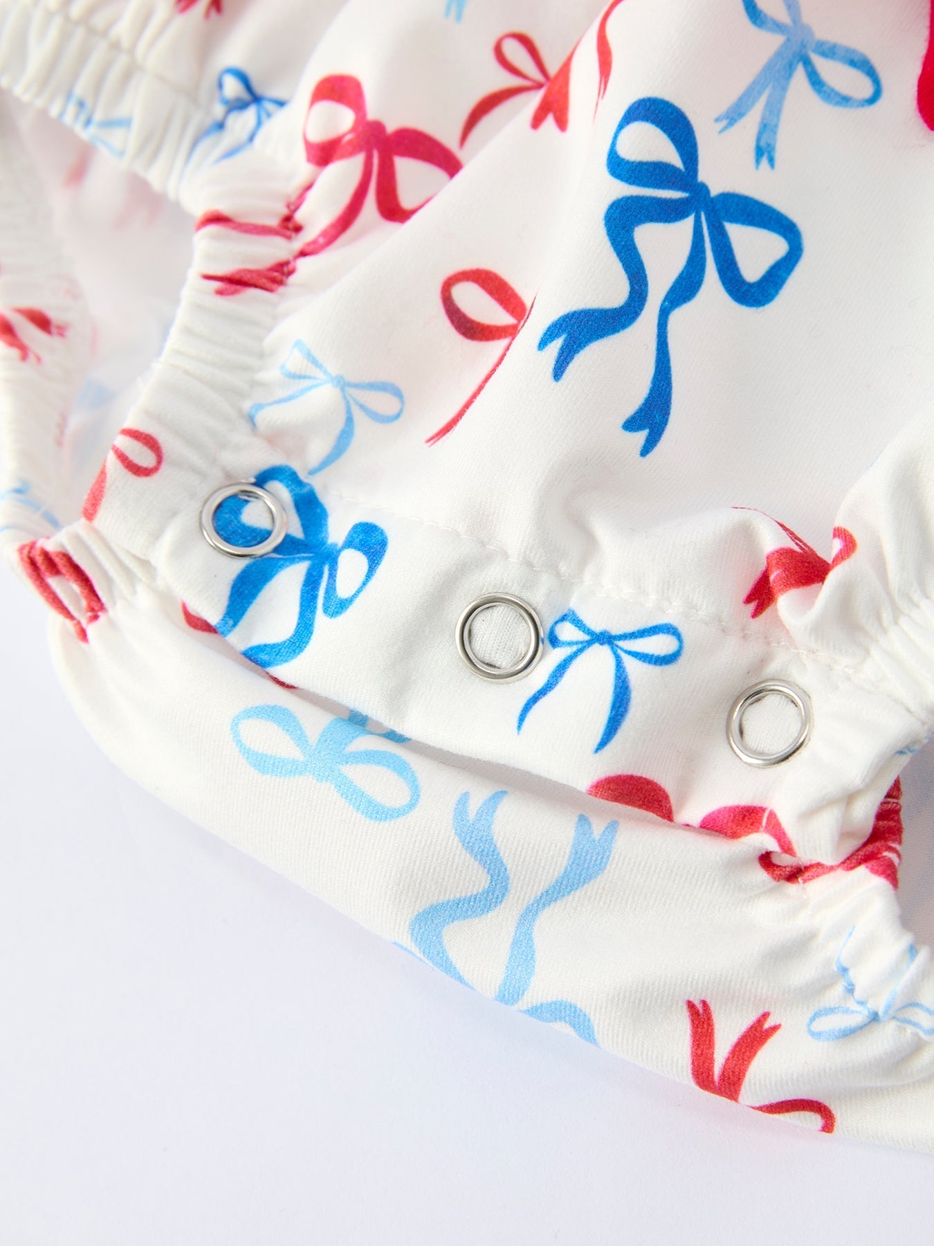 4th of july Bow Print Baby Girl Romper With Ruffle Details - Abbies Place