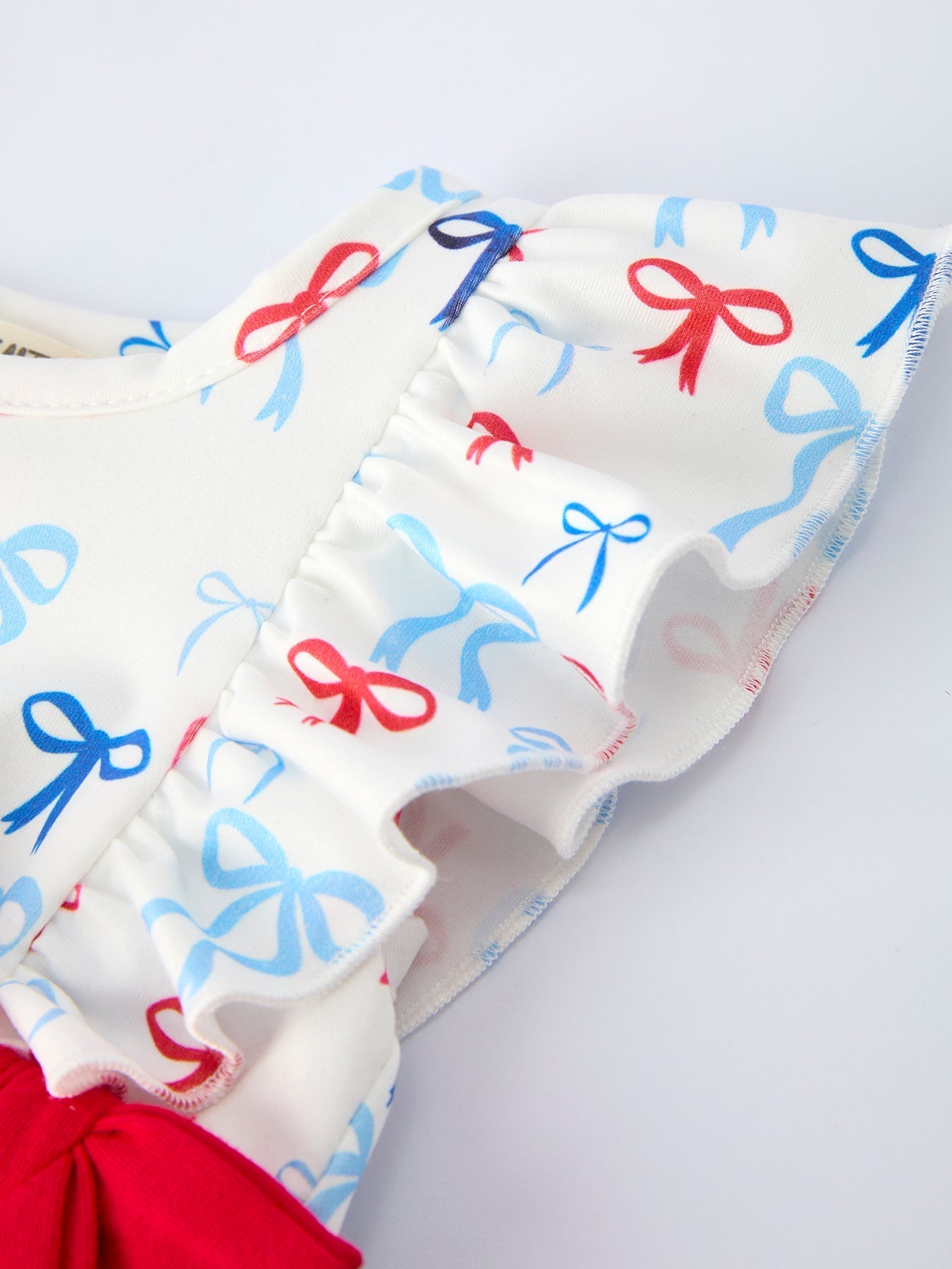4th of july Bow Print Baby Girl Romper With Ruffle Details - Abbies Place