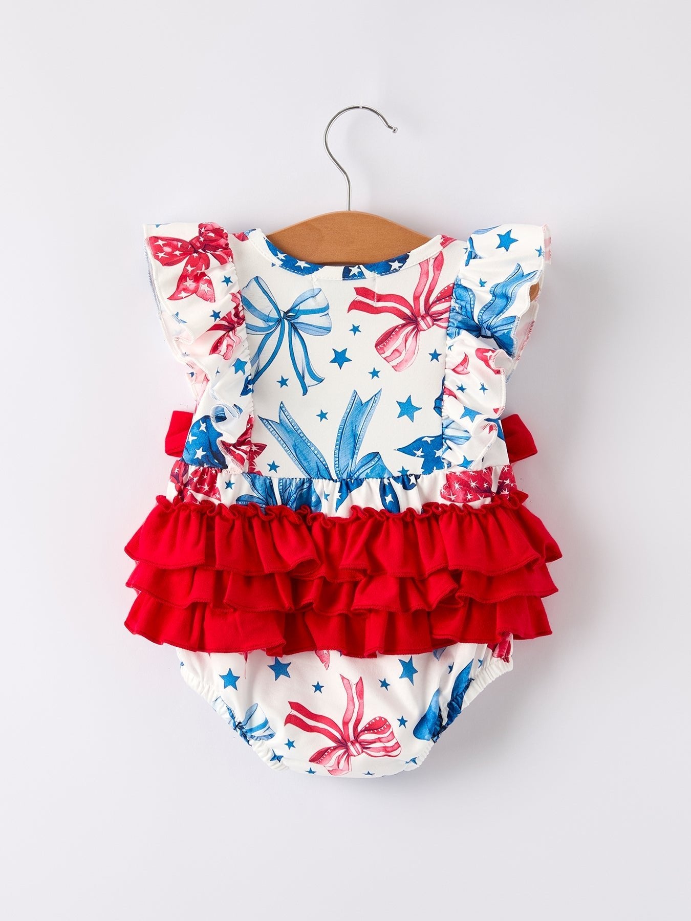 4th of july Bow Print Girls Romper - Abbies Place