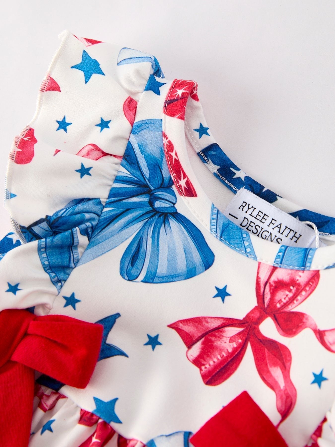 4th of july Bow Print Girls Romper - Abbies Place