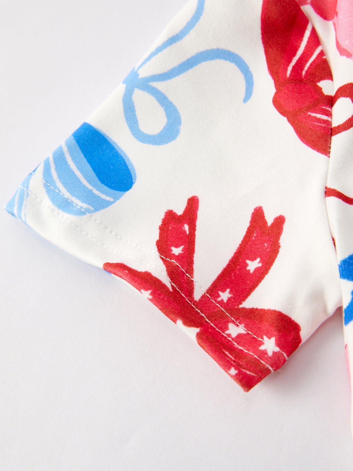 4th of july Color Bow Printed Short Sleeves Dress - Abbies Place