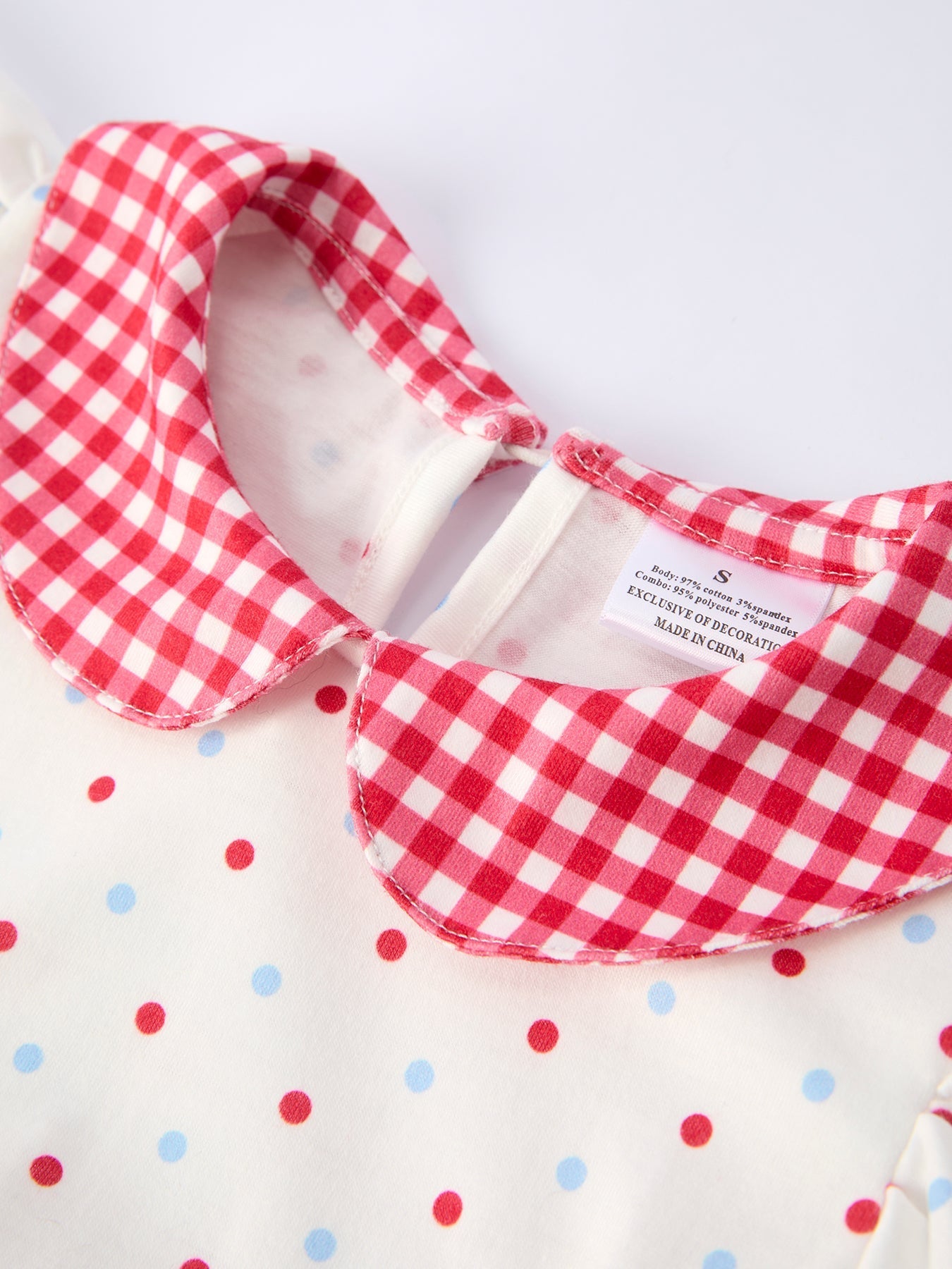 4th of July Dot Girls Dress Bow Ruffle Peter Pan Collar - Abbies Place