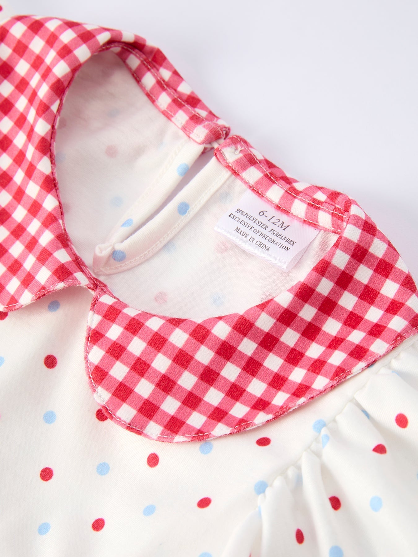 4th of July Dot Girls Romper Bow Ruffle Peter Pan Collar - Abbies Place