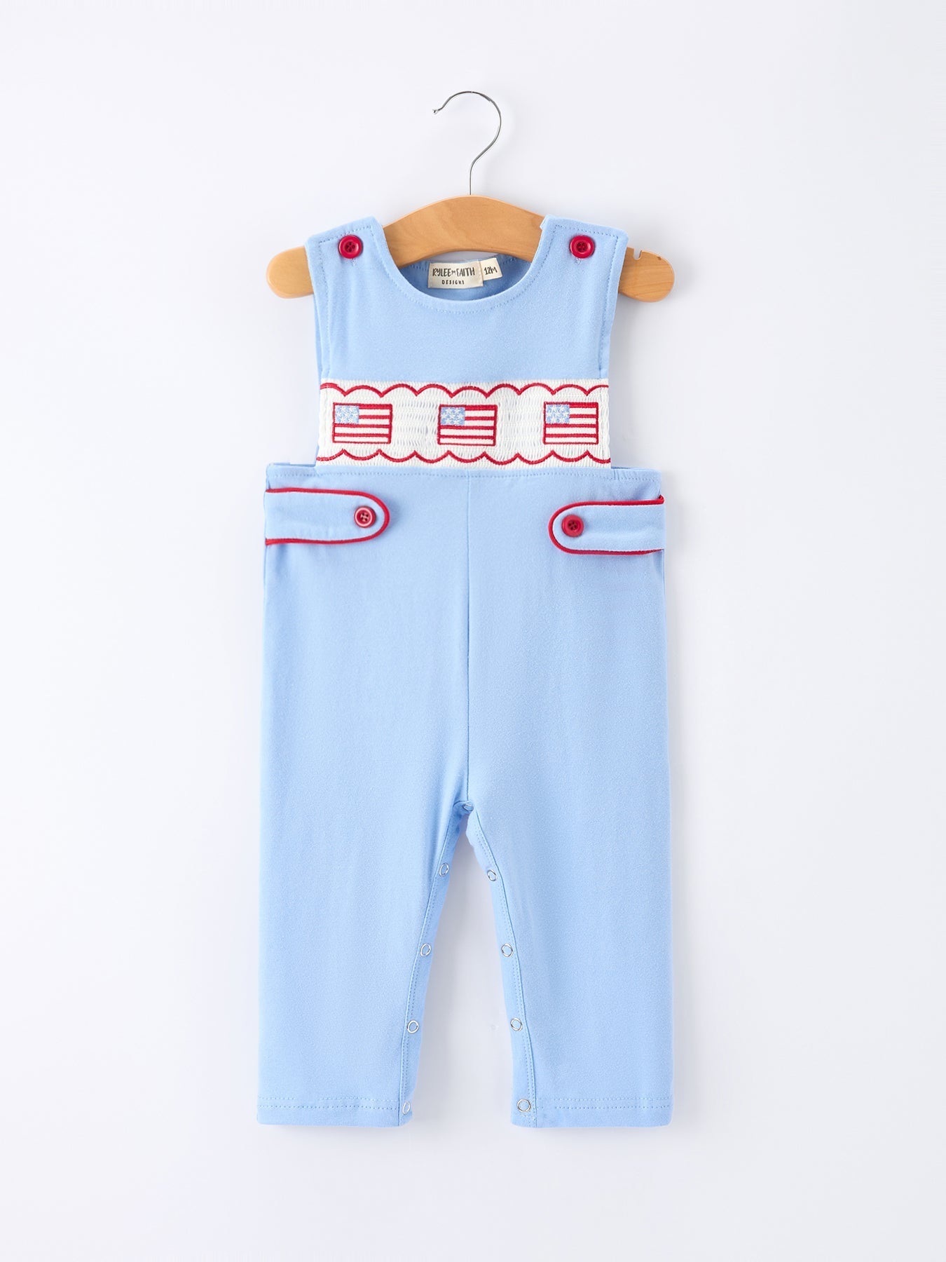 4th of July Flag Baby Boys Romper Smocked - Abbies Place