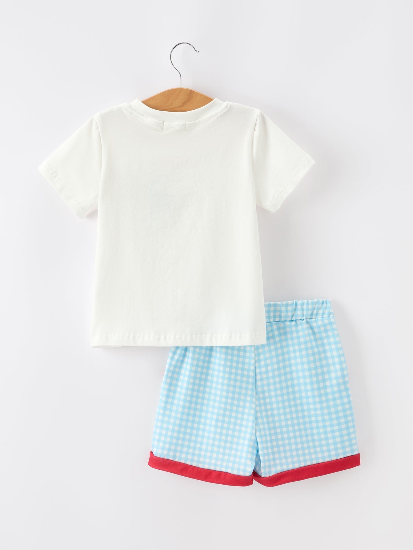 4th of July Flag Boys Set Plaid Shorts T Shirt Outfit - Abbies Place