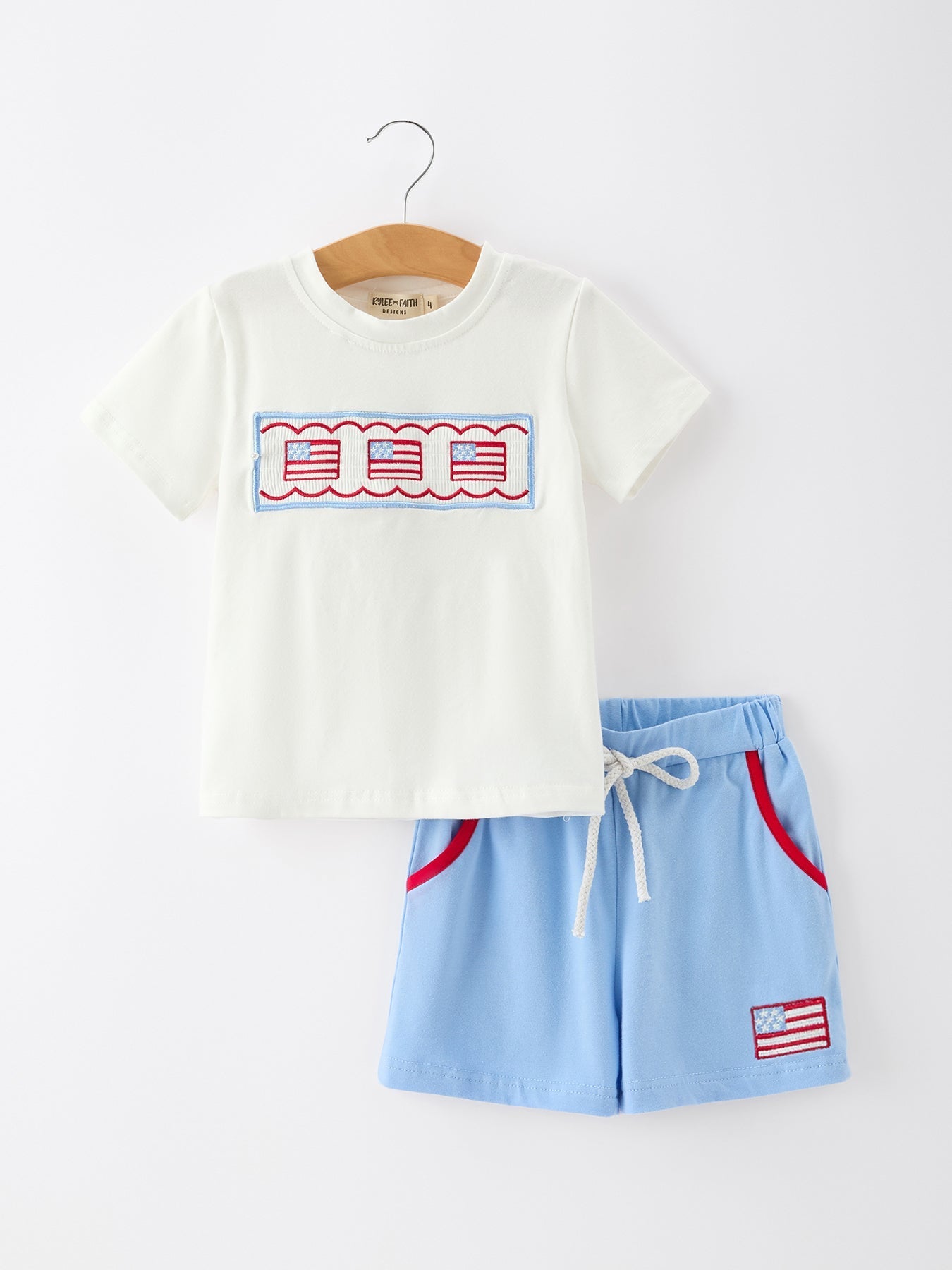 4th of July Flag Boys Set Short Sleeve Top Shorts - Abbies Place