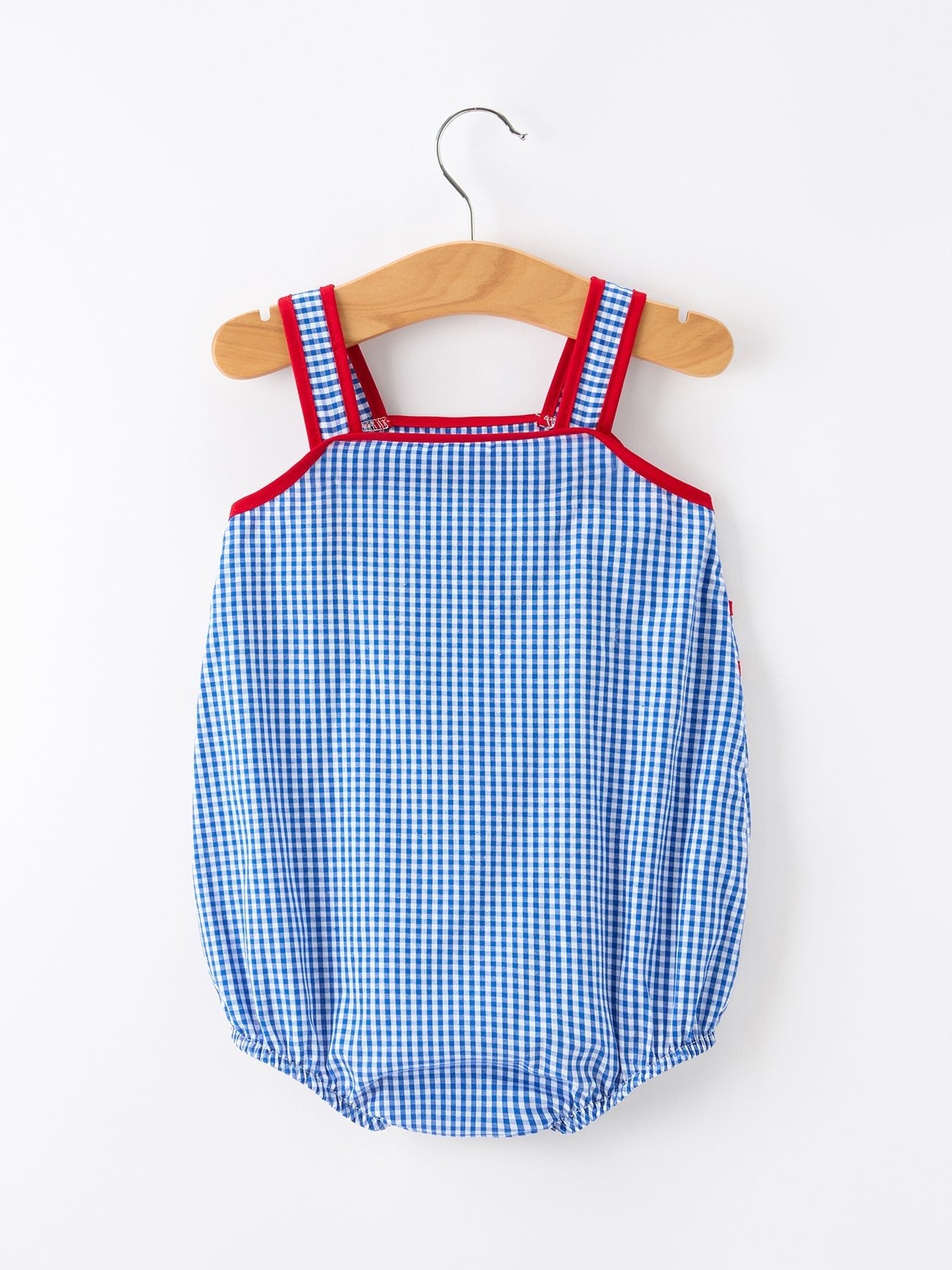 4th of July Flag Chenille Baby Girl Romper Plaid - Abbies Place