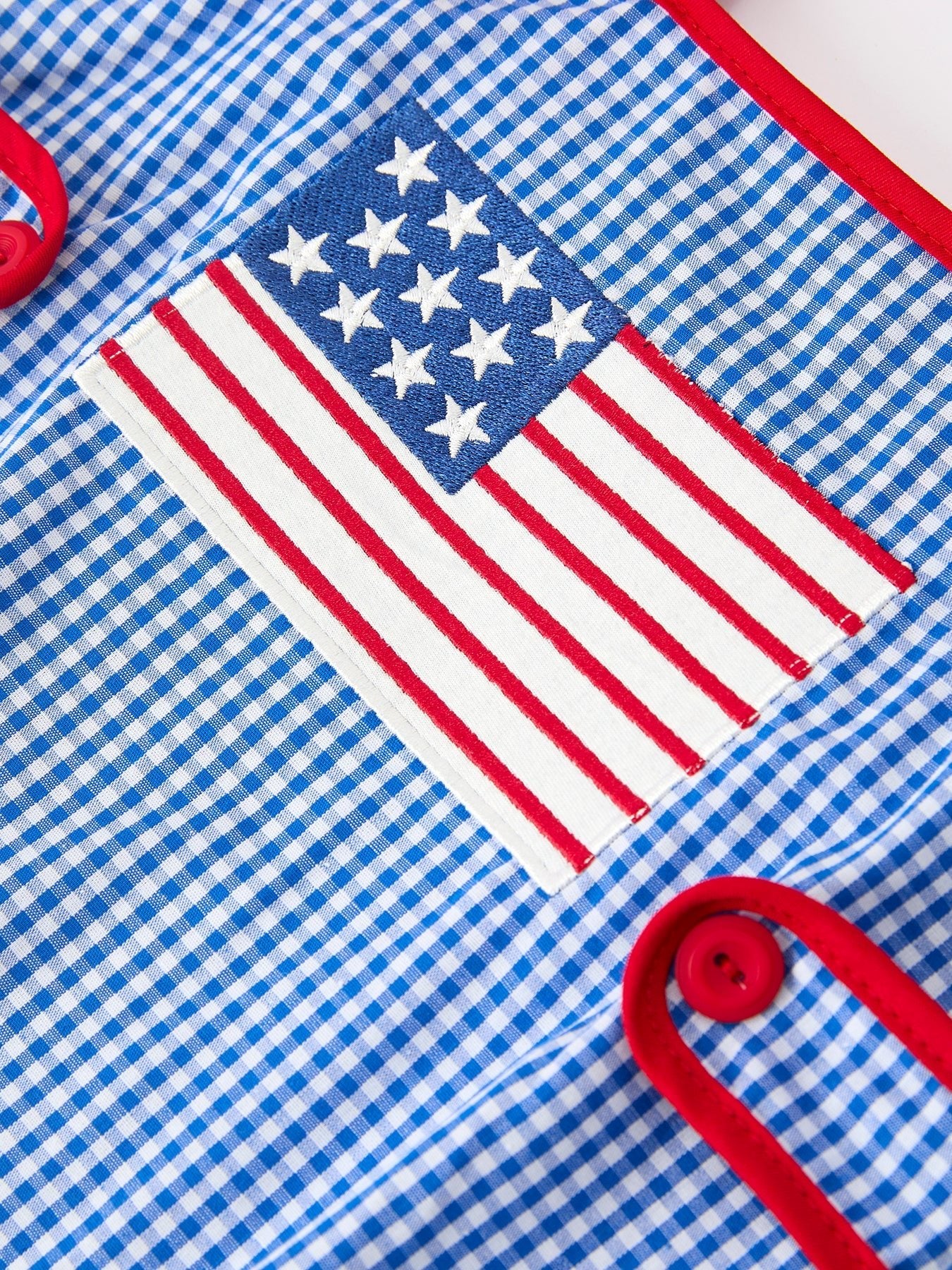 4th of July Flag Chenille Baby Girl Romper Plaid - Abbies Place