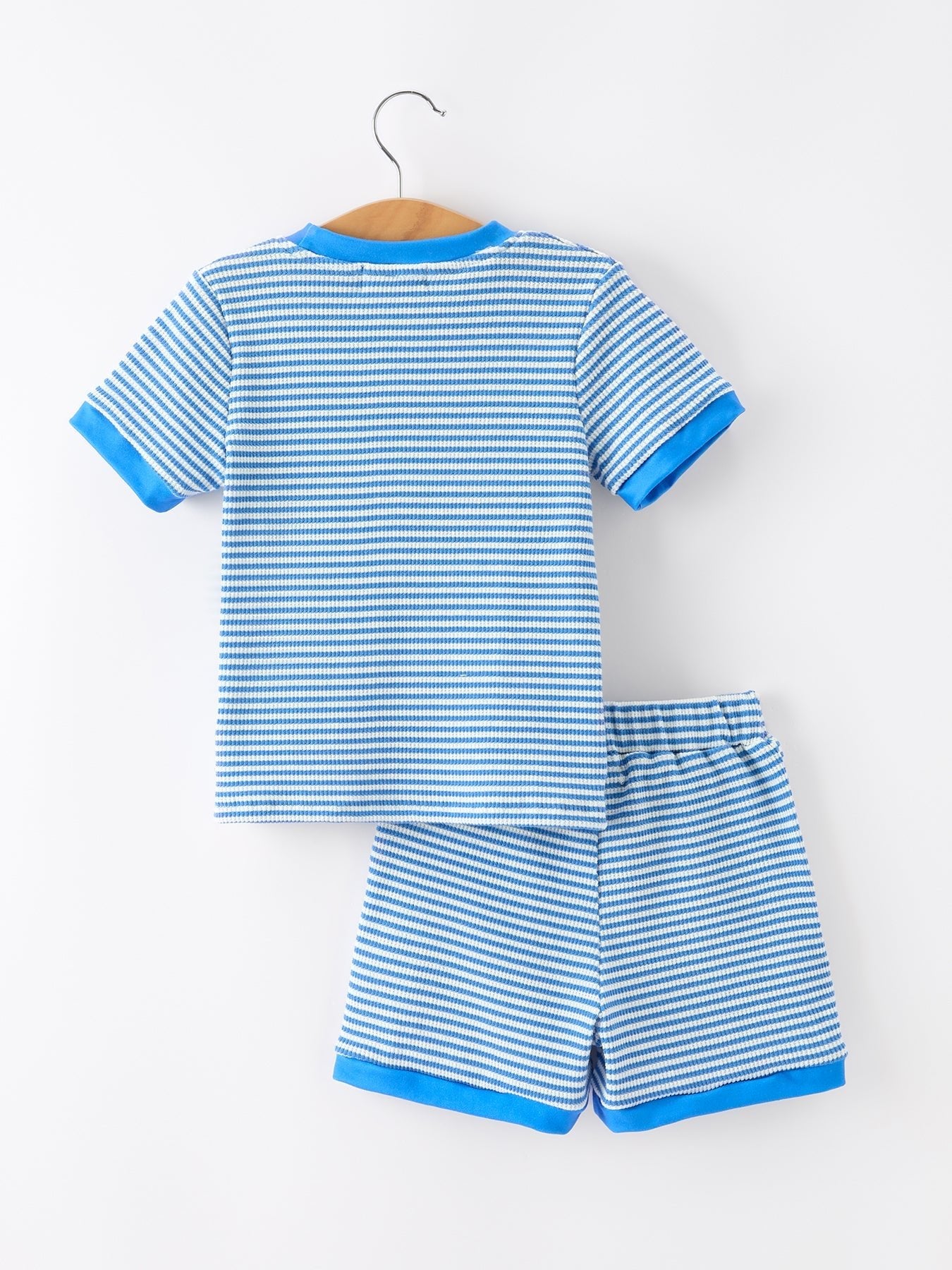 4th of July Flag Chenille Boys Set Blue Stripe Shorts - Abbies Place
