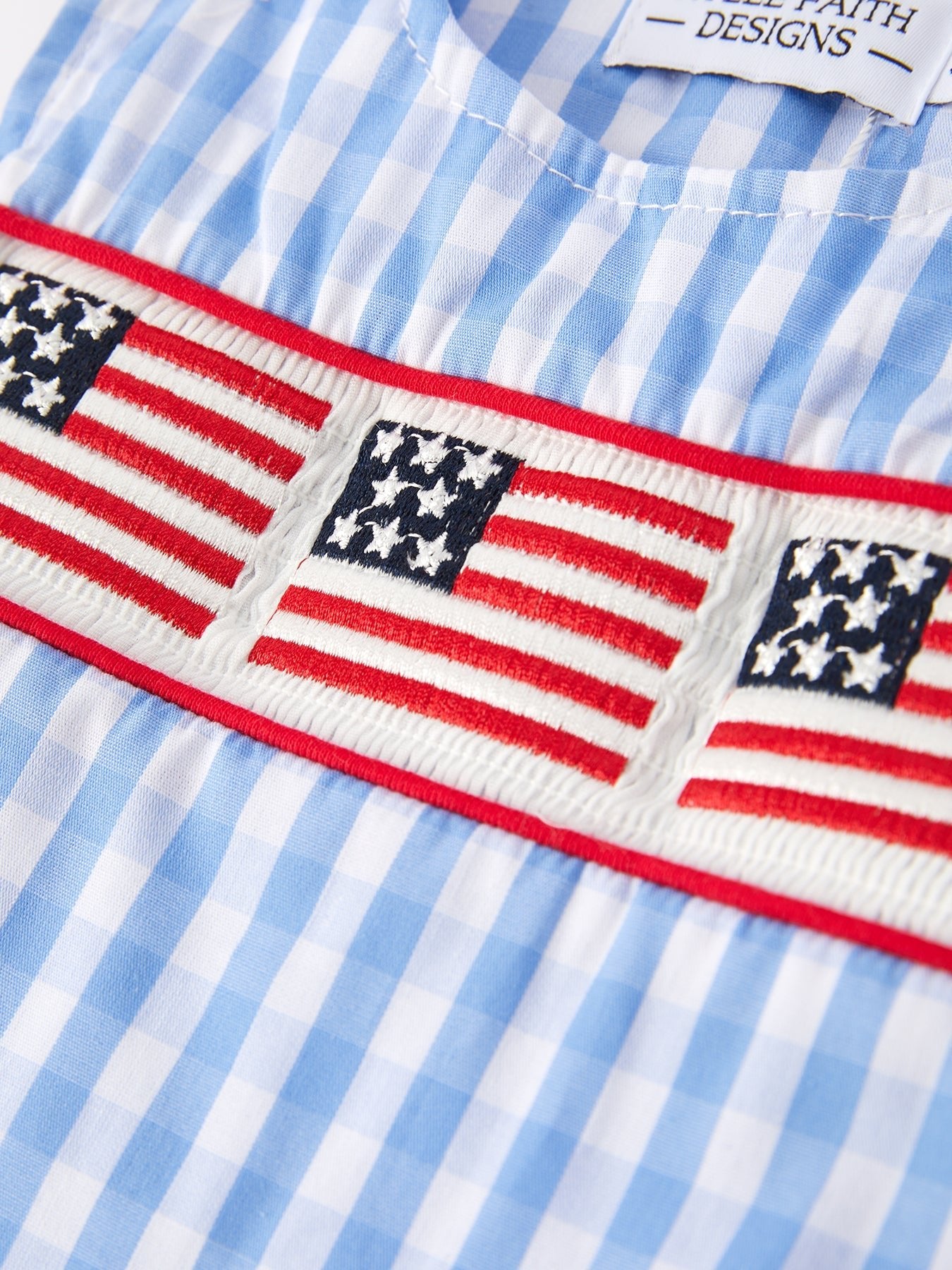 4th of july Flag Embroidery Smocking Boys Romper - Abbies Place