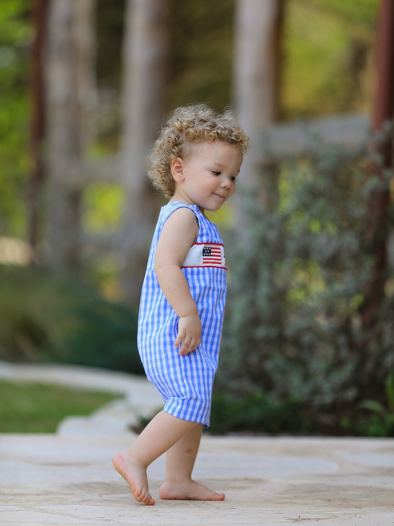4th of july Flag Embroidery Smocking Boys Romper - Abbies Place