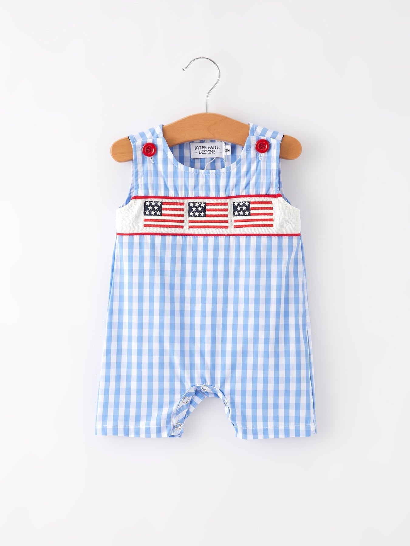 4th of july Flag Embroidery Smocking Boys Romper - Abbies Place