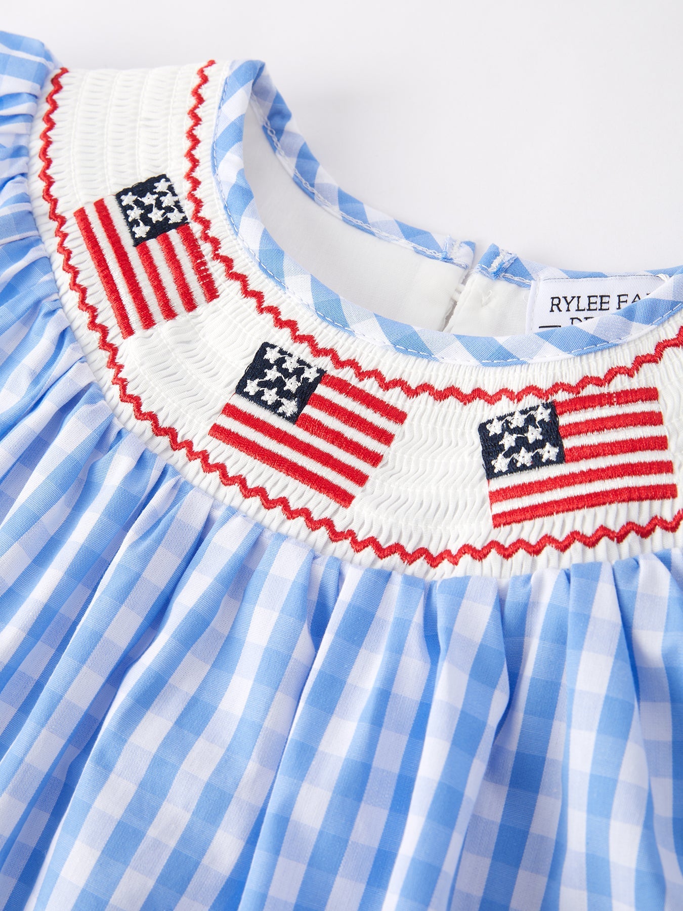 4th of july Flag Embroidery Smocking Girls Dress - Abbies Place