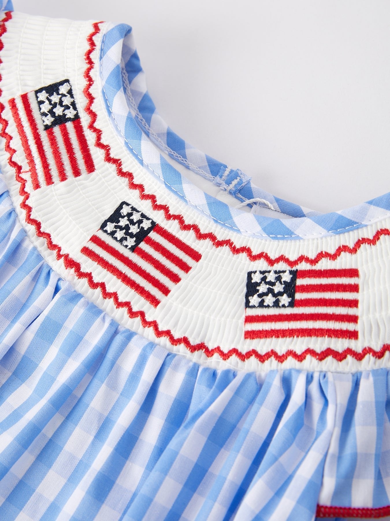 4th of july Flag Embroidery Smocking Girls Romper - Abbies Place