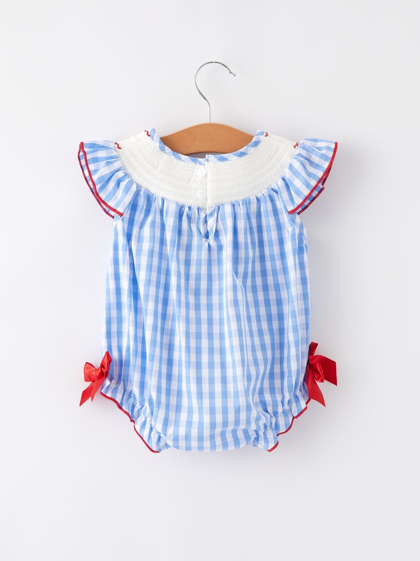 4th of july Flag Embroidery Smocking Girls Romper - Abbies Place
