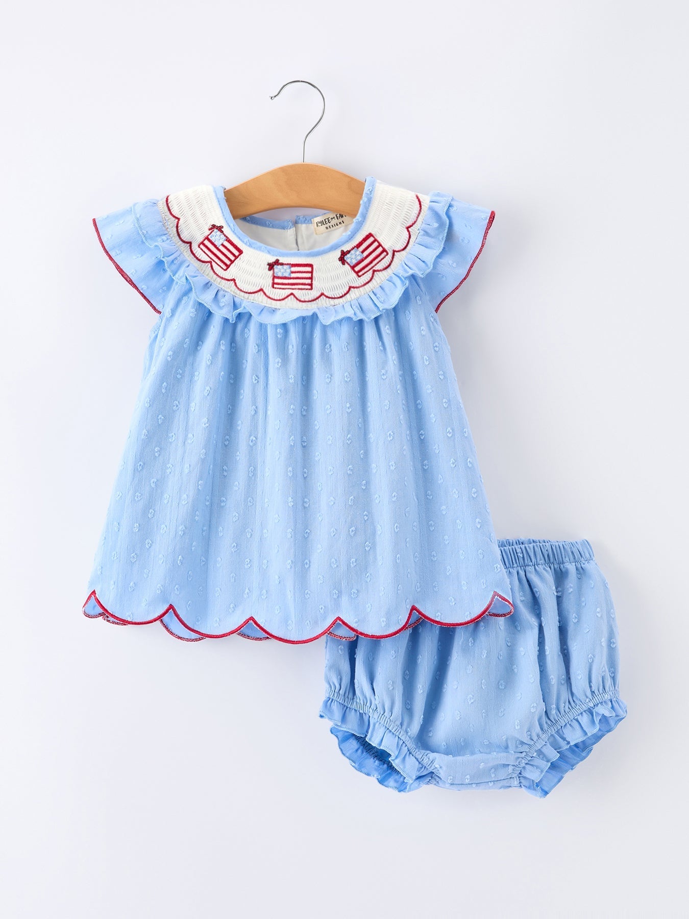 4th of July Flag Girls Bloomer Set Ruffle Collar - Abbies Place