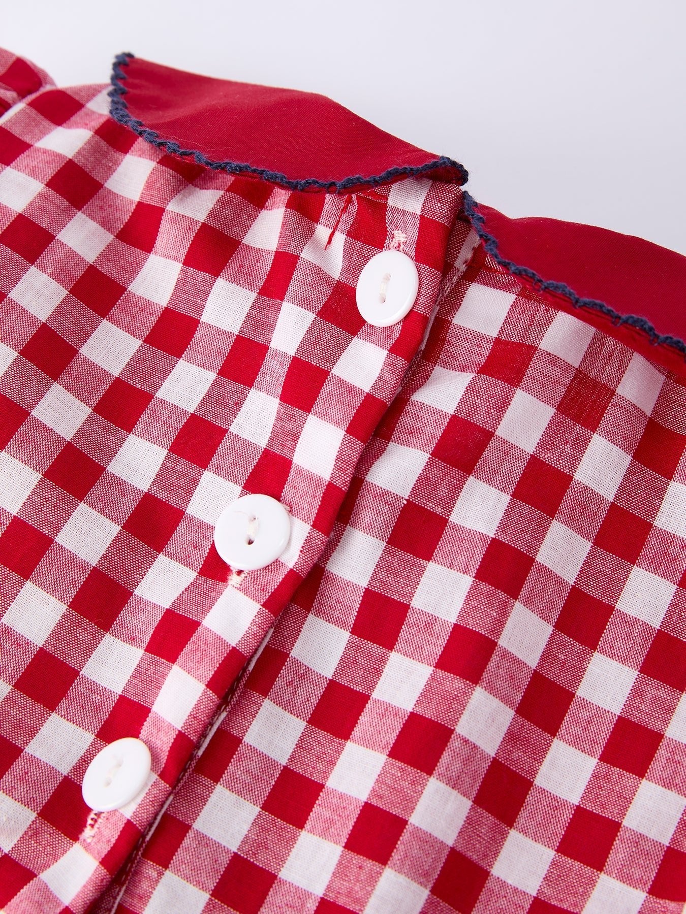 4th of July Flag Plaid Girl Peter Pan Collar Dress Bow - Abbies Place