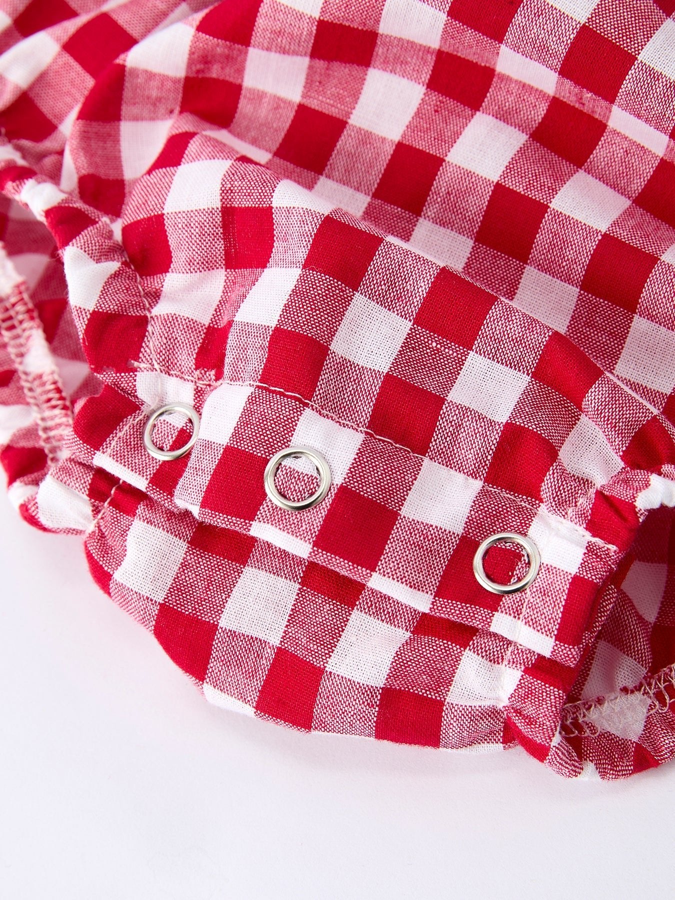 4th of July Flag Plaid Girl Peter Pan Collar Romper Bow - Abbies Place