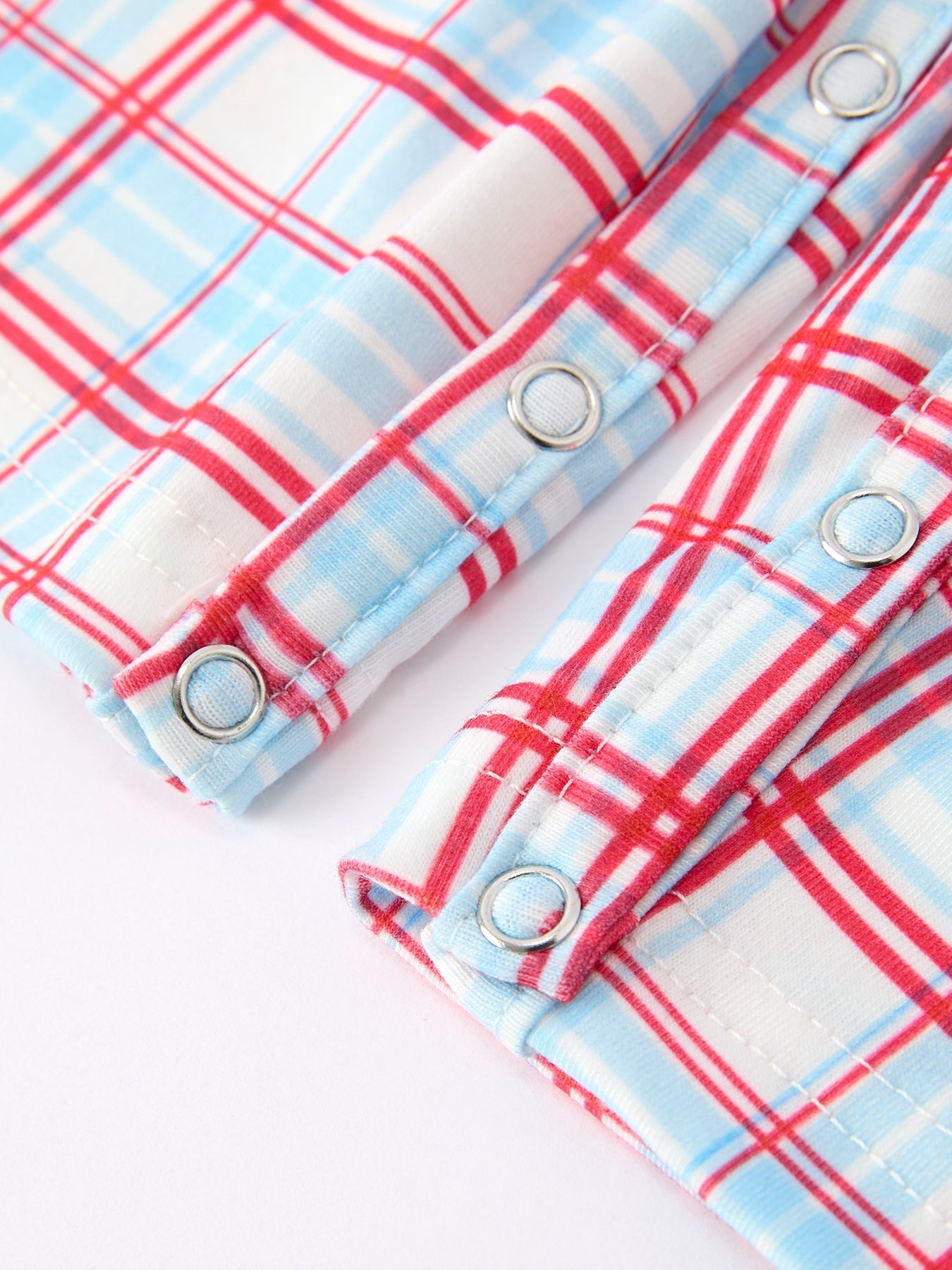 4th of July Plaid Boys Romper Smocked Flag Button Strap - Abbies Place