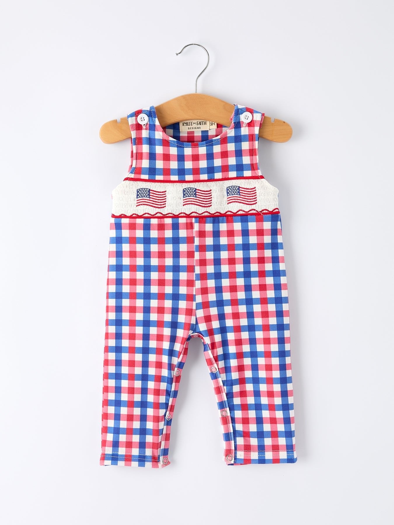 4th of July Plaid Flag Baby Boy Romper - Abbies Place