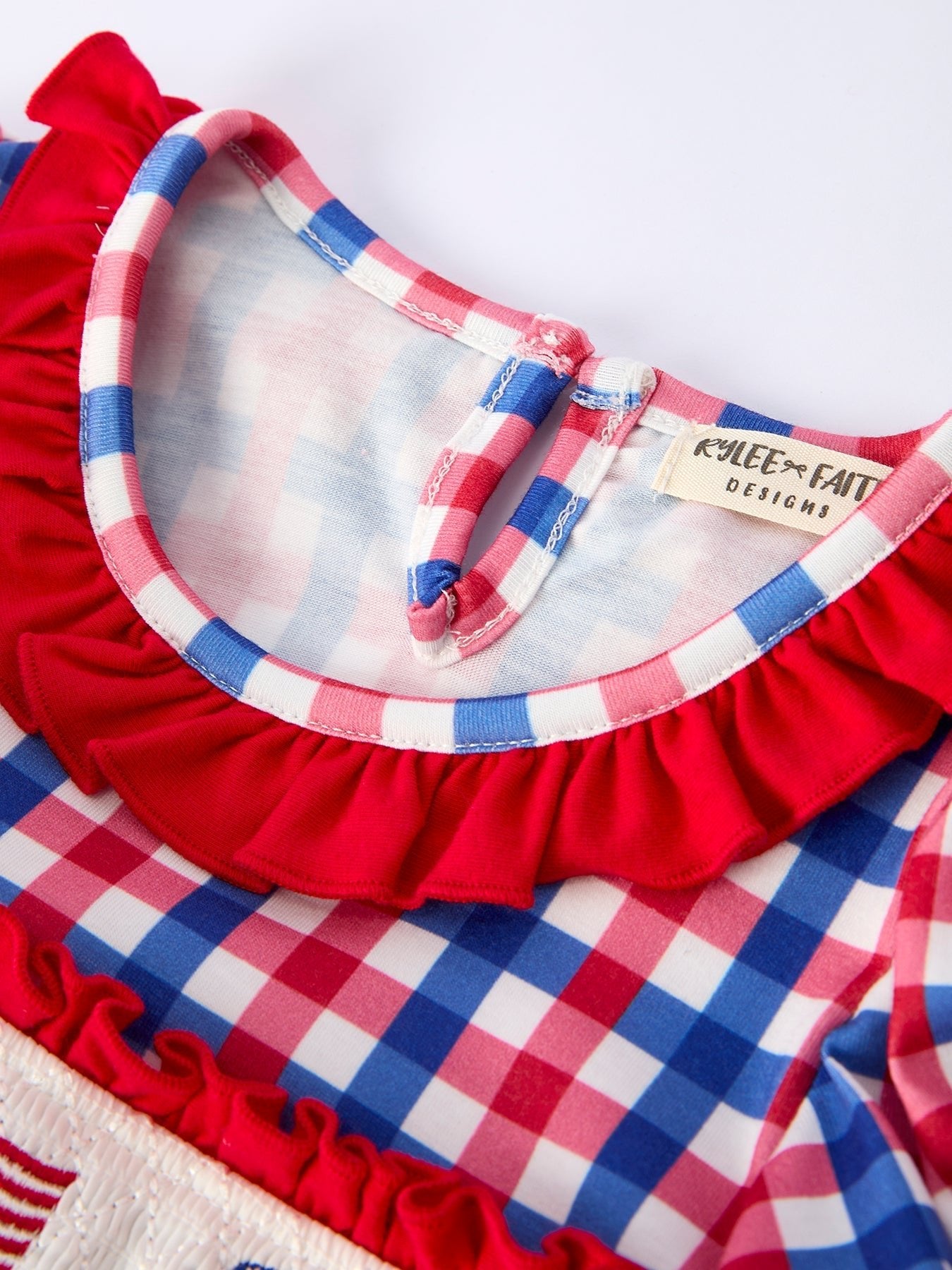 4th of July Plaid Flag Girl Dress With Bow - Abbies Place