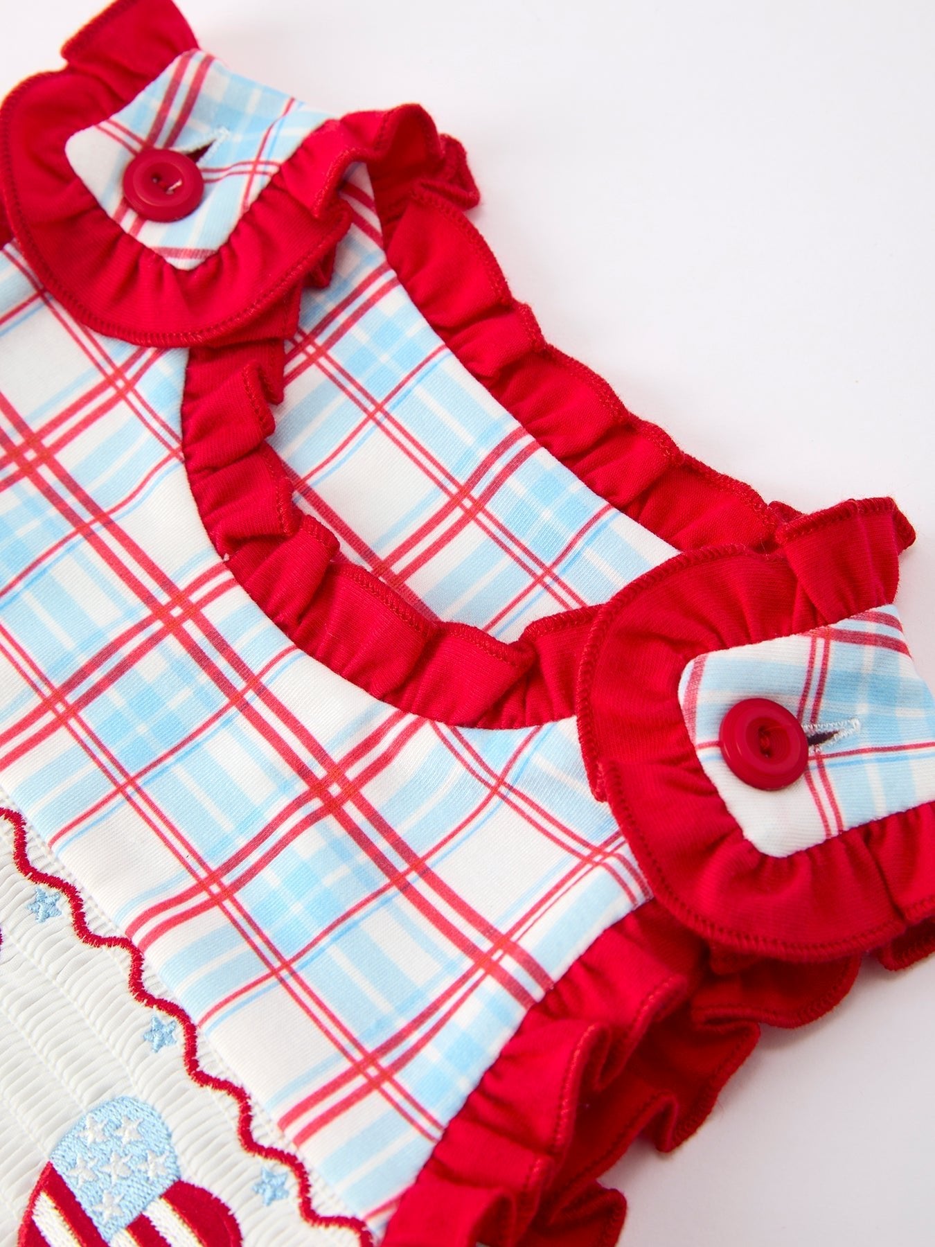 4th of July Plaid Flag Heart Girl Dress With Bow - Abbies Place