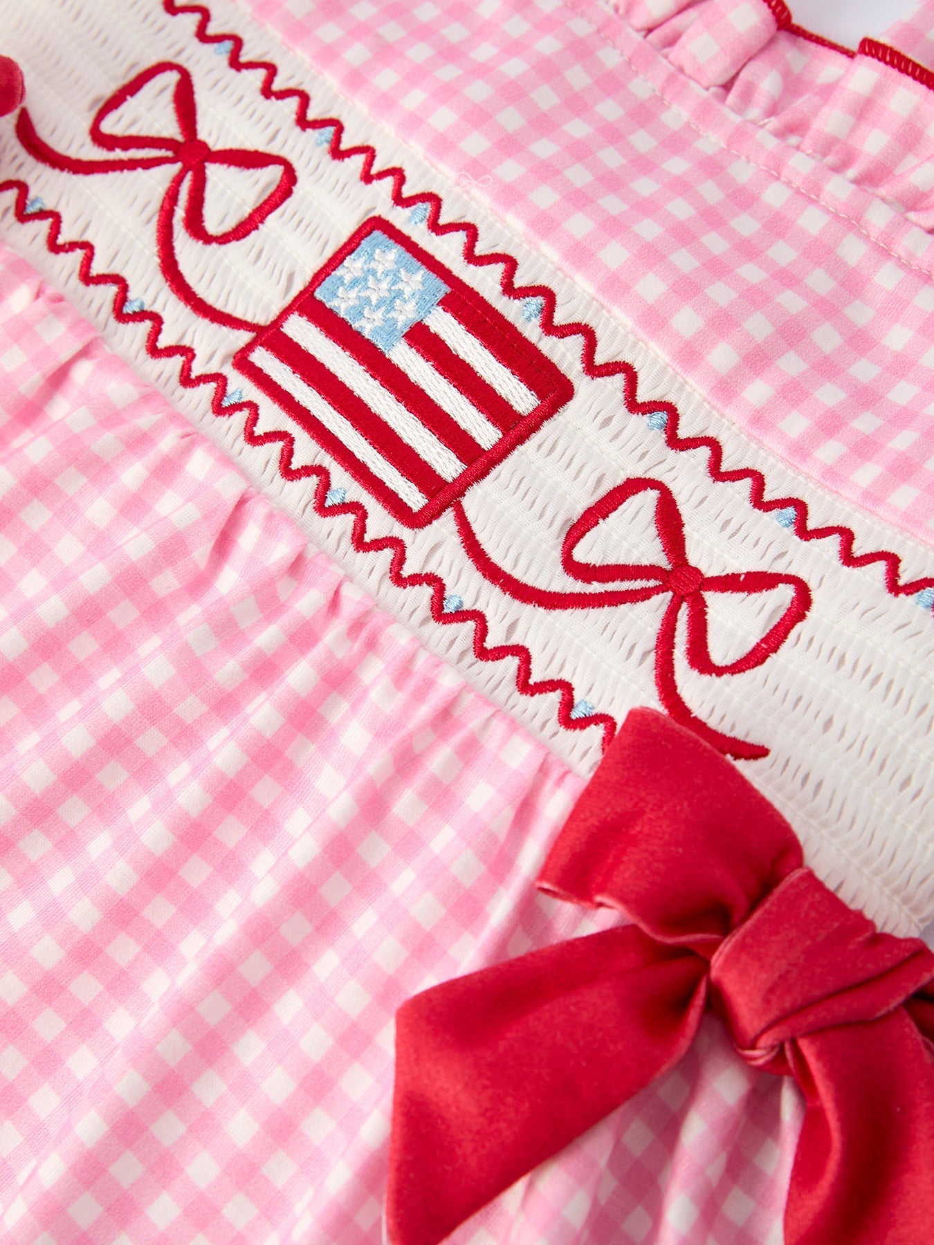 4th of July Plaid Girls Dress Bow Ruffle - Abbies Place
