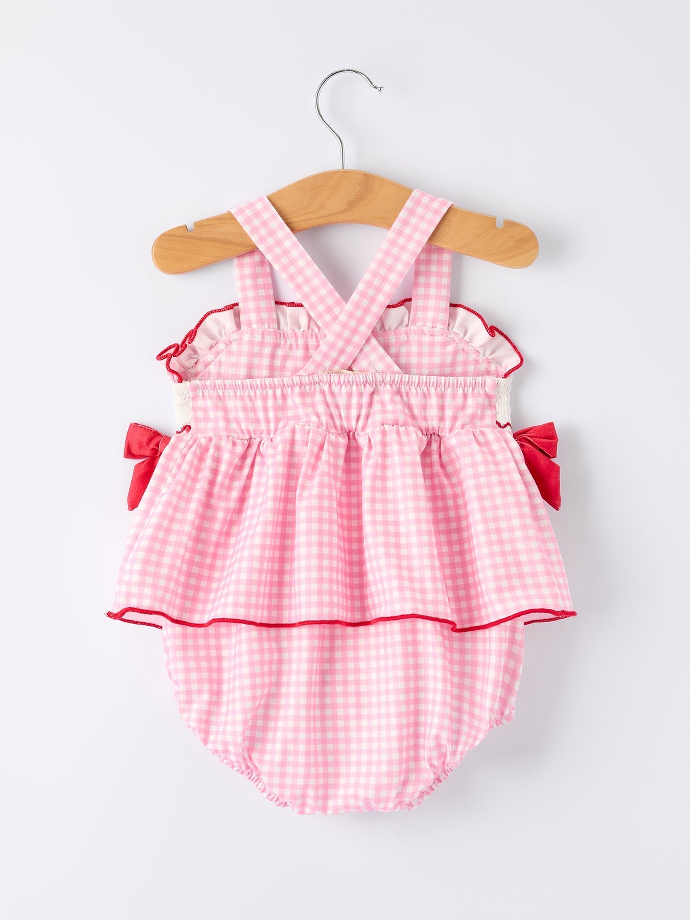 4th of July Plaid Girls Romper Bow Ruffle - Abbies Place