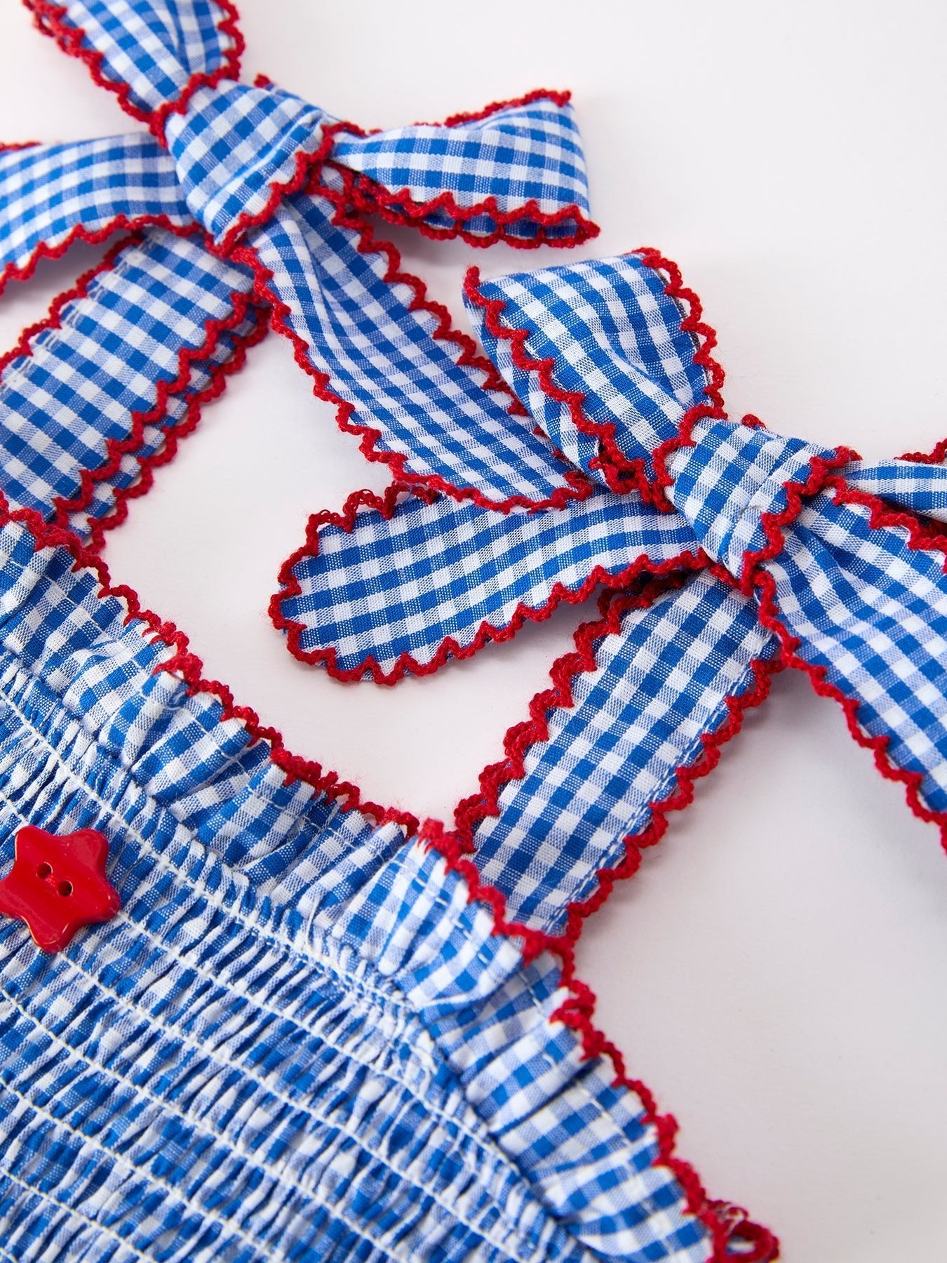 4th of July Plaid Girls Set Flag Star Bow Top Shorts Outfit - Abbies Place