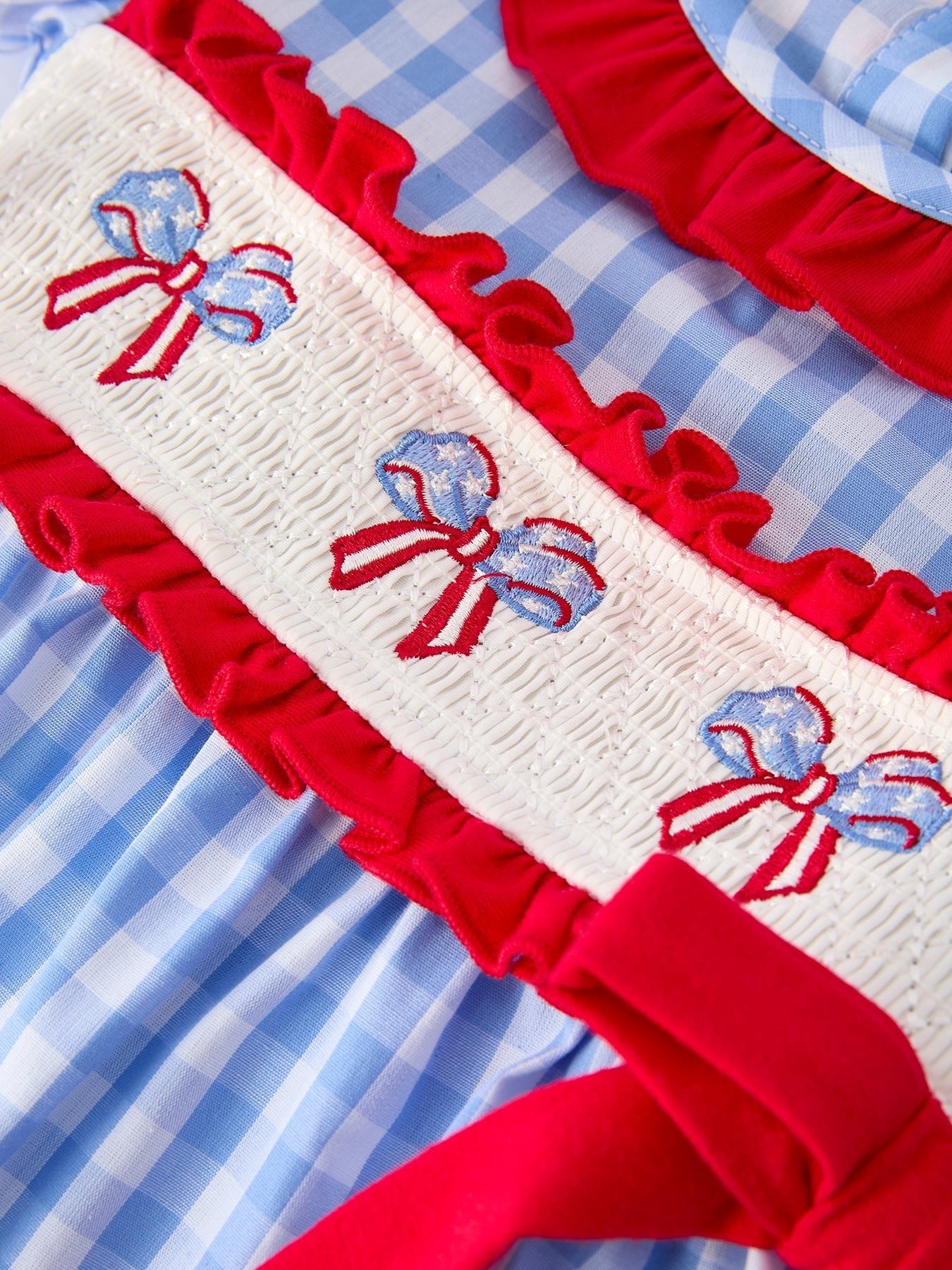 4th of July Plaid Girls Smocked Toddler Girl Dress - Abbies Place