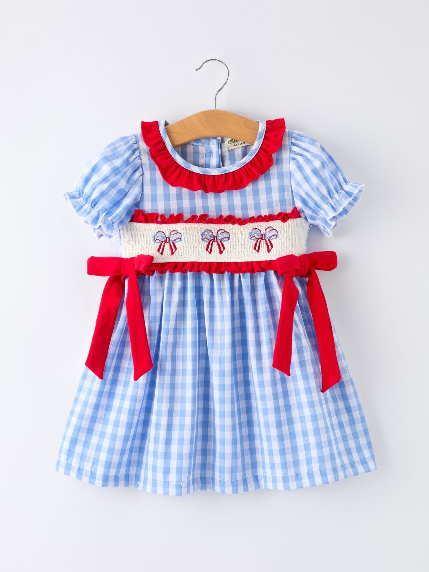 4th of July Plaid Girls Smocked Toddler Girl Dress - Abbies Place
