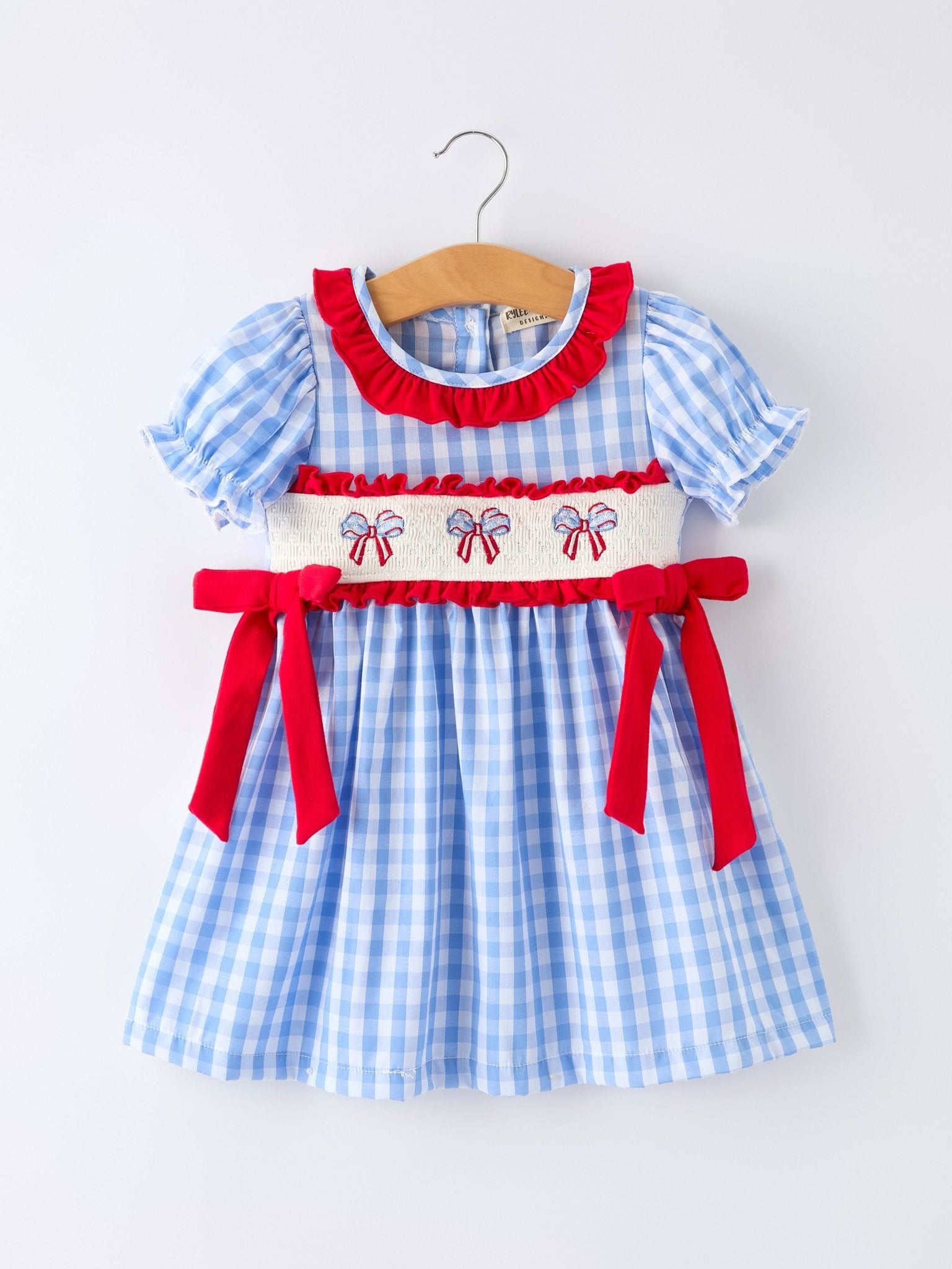 4th of July Plaid Girls Smocked Toddler Girl Dress - Abbies Place