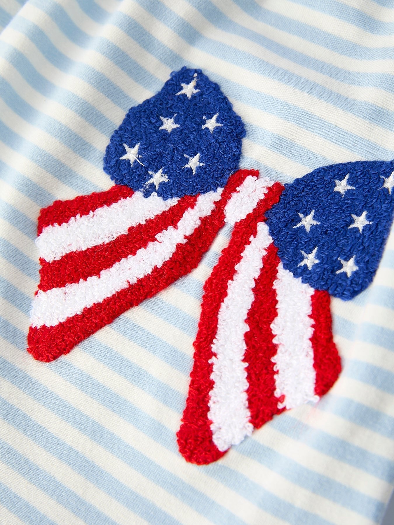 4th of July Stripe Girls Dress Bow Peter Pan Collar - Abbies Place