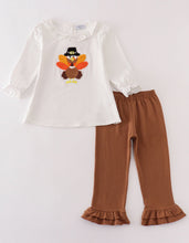 Load image into Gallery viewer, Brown turkey french knot girl set
