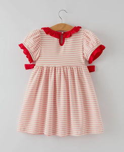 Christmas Candy Cane Smocking Embroidery Striped Girls Dress-Ships by 10/15