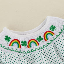 Load image into Gallery viewer, Baby Toddler Girl St Patricks Day Bodysuit Clover Rainbow Long Sleeve Dot Print Bodysuit with 3D Bows Spring Irish Clothes (Style 8, 6-12 Months)
