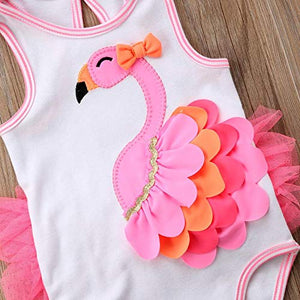 Newborn Baby Girls Flamingo Romper Adjustable Shoulder Strap Bodysuit Outfit Clothes (0-3 Months, A)