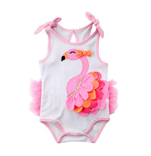 Load image into Gallery viewer, Newborn Baby Girls Flamingo Romper Adjustable Shoulder Strap Bodysuit Outfit Clothes (0-3 Months, A)
