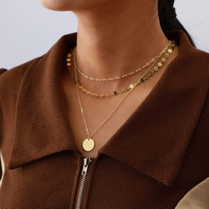 Pancert Layered Gold Necklaces for Women Dainty Gold Necklace 14k Gold Plated Cuban Pearl O Box Paper Clip Chain Circle Cross Fashion Pendant Necklaces Trendy Jewelry Set Simple Jewelry Gifts