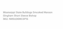 Load image into Gallery viewer, Mississippi State Bulldogs Smocked Maroon Gingham Short Sleeve Bishop Dress - Image #2
