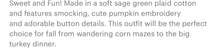 Load image into Gallery viewer, Sage Green Plaid Pumpkin Smocked Overalls- Size Chart attached with pictures - Image #2
