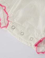 Load image into Gallery viewer, Fall White Baby Girls Romper with Pink Bow Embroidery/Ships 10/10
