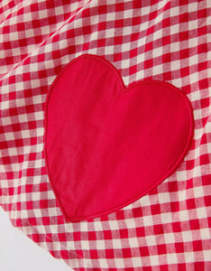 Valentine's Day Red Plaid Heart Applique Dress with Bows - Toddler Girls Outfit-Ships 11/20